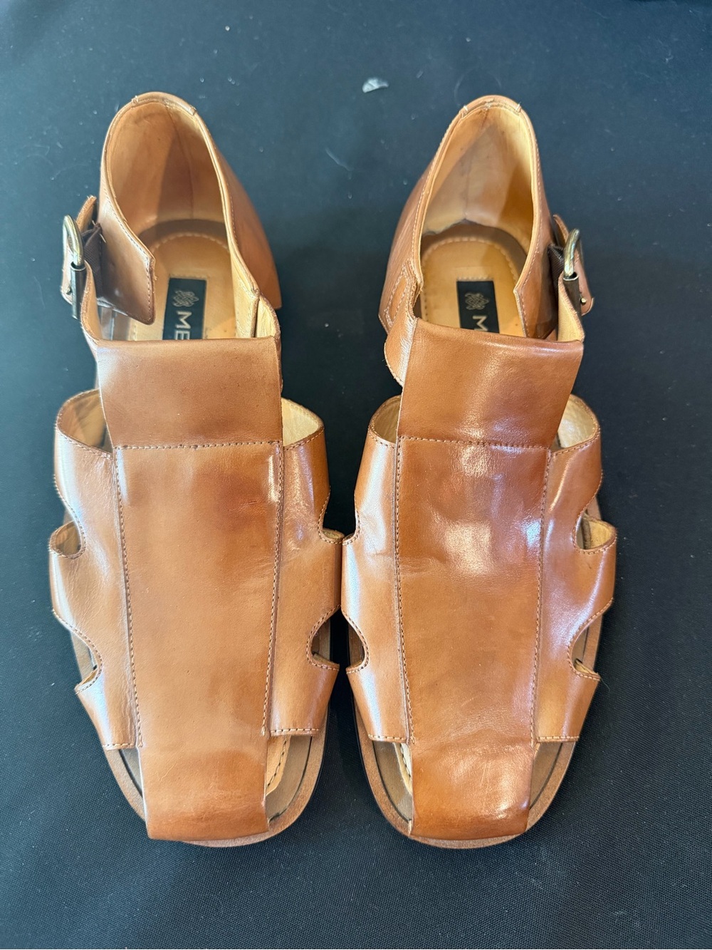 Mezlan Collins Leather Adjustable Buckle Fisherman Sandals